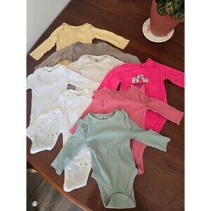 3-6 Month Lot of 8 Girls Long Sleeved Onsies